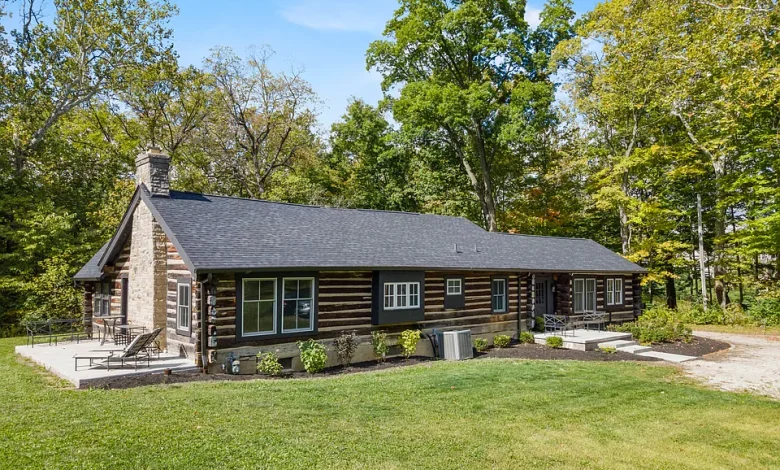 Luxury Log Cabin Retreat on 7 Private Acres in Zionsville